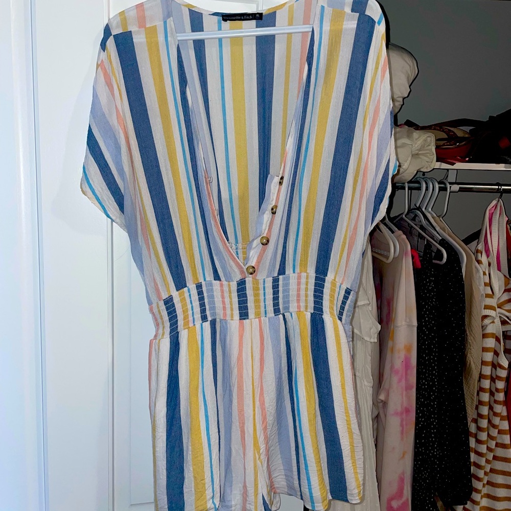 Abercrombie and finch, striped, colourful romper